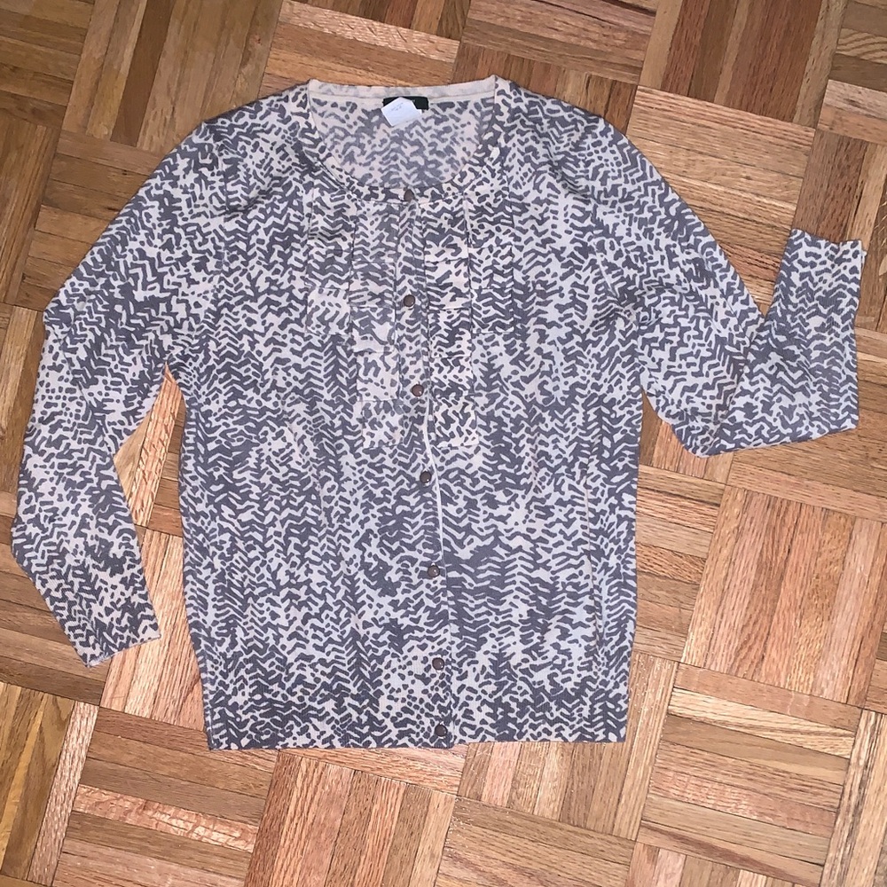 J. Crew Patterned Cardigan / Gray & Cream Women’s Size S - NWOT